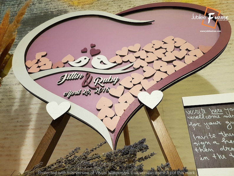 Custom Personalized Wedding Guest Book Alternative Frame Heart Drop Box