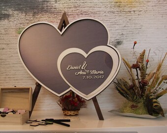 Personalized Drop Box Wedding Guestbook, Wood Heart Sign