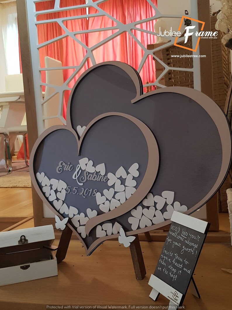 Custom Rustic Wedding Guest Book Double Heart Drop Box Etsy