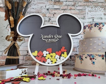 Mouse shape guest book alternative wood textures guest book alternatives colored balloons guestbook sign in