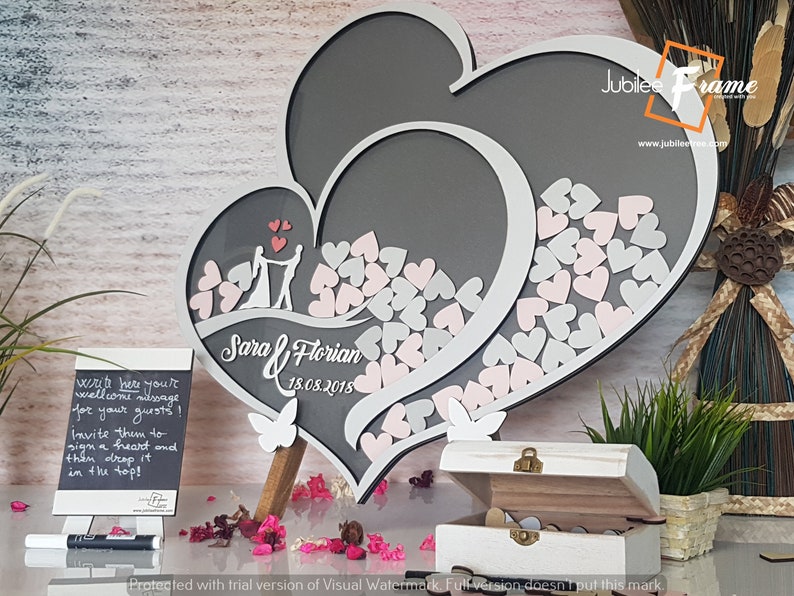 Guest Book Wedding Wood Guest Book Ideas Tree With Hearts Etsy