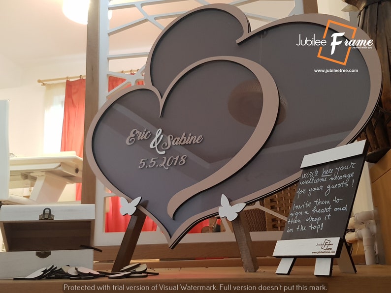 Custom Rustic Wedding Guest Book Double Heart Drop Box Etsy