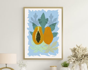 pretty papayas (digital download) | art for tropical home | fruit art print for kitchen | tropical fruit art | coastal decor | bungalow home