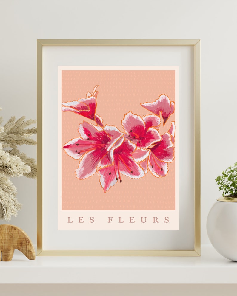 Pinky Azalea digital Download Art Print Botanical Art Etsy