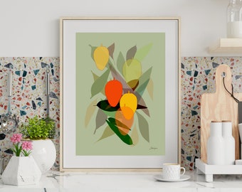 marvelous mangos (digital download) | tropical fruit wall art | coastal decor | bungalow home | mango art print