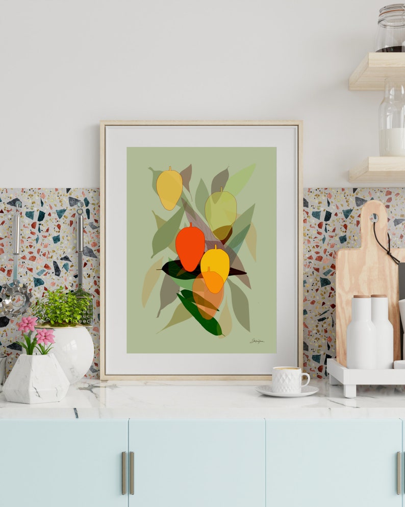 marvelous mangos digital download tropical fruit wall art coastal decor bungalow home mango art print image 1