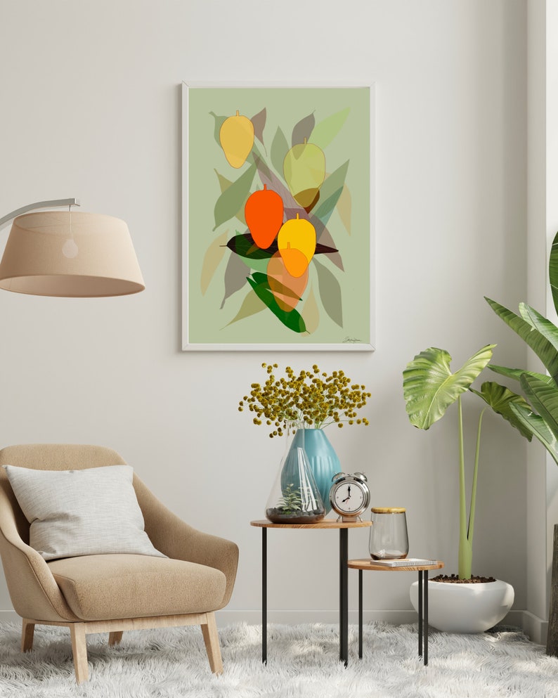 marvelous mangos digital download tropical fruit wall art coastal decor bungalow home mango art print image 2