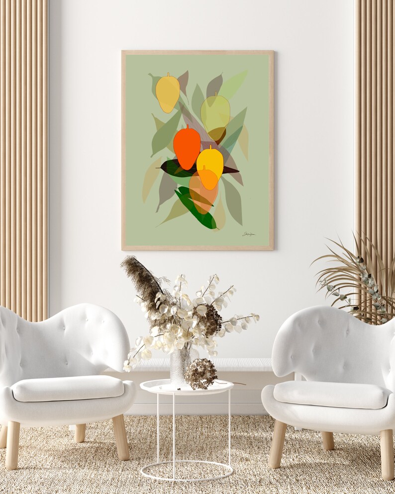 marvelous mangos digital download tropical fruit wall art coastal decor bungalow home mango art print image 4