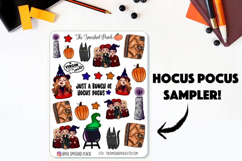 Hocus Pocus Sampler Halloween Planner Sticker Sheet Hand Drawn - Etsy