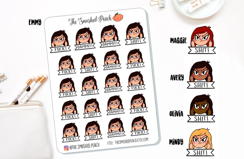 Middle Finger Hand Drawn Original Doodle Planner Stickers | Etsy