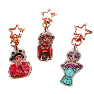 Mini Katya Zamolodchikova Ru Paul&#39;s Drag Race All Stars Hand Drawn Glitter Keychain for Purse Keys Backpack Perfect Gift - Ready to Ship