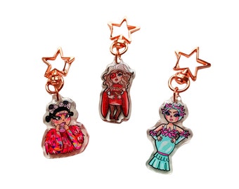 Mini Katya Zamolodchikova Ru Paul's Drag Race All Stars Hand Drawn Glittery Keychains [READY TO SHIP]