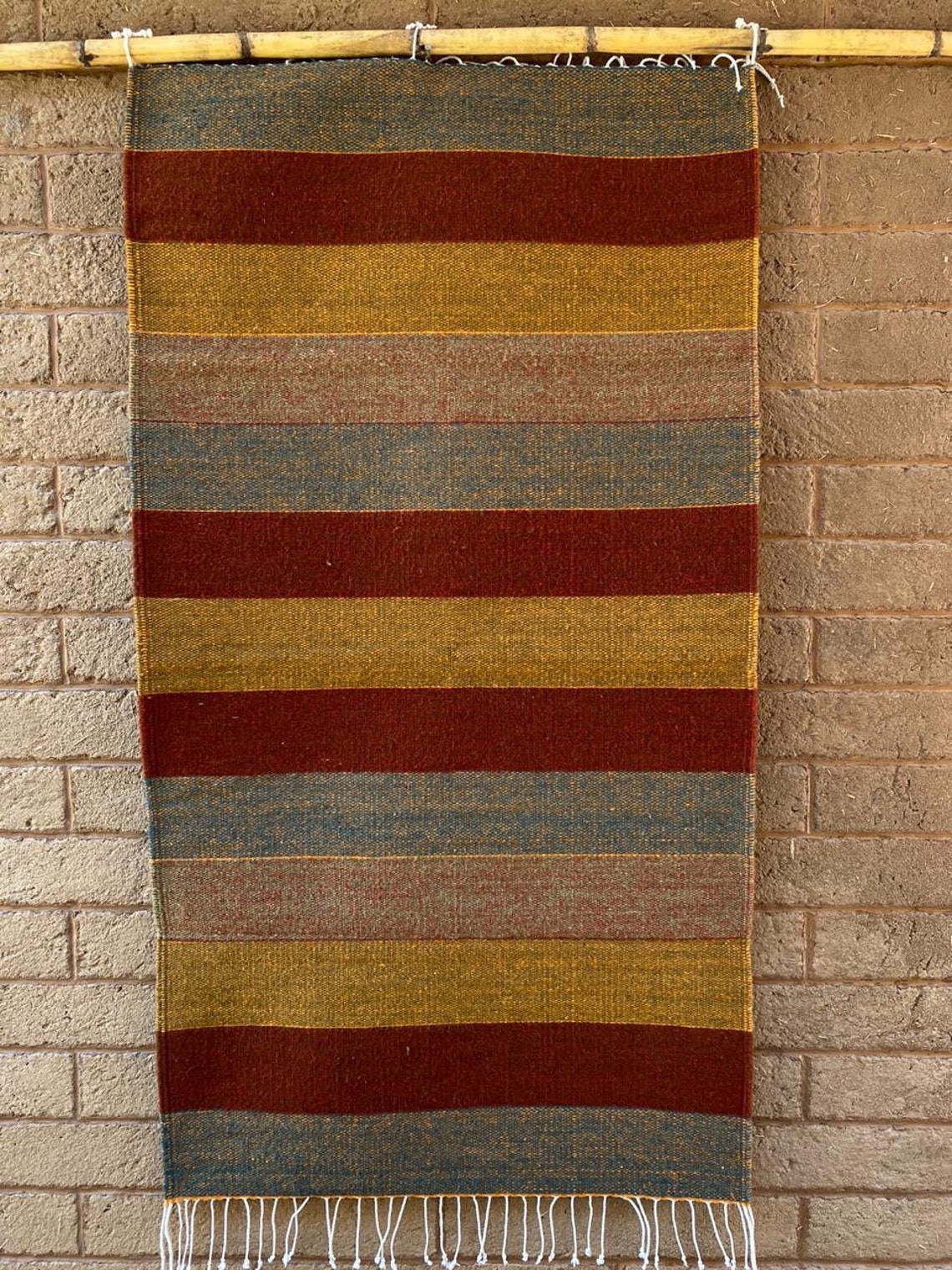 Mexican Area Rug 2.5' x 5' / Handwoven Wool from Etsy