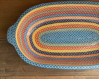 Mexican Casserole Dish / Rainbow Capulineado with Turquoise Trim / Authentic Mexican Pottery Baking Dish from Michoacán Mexico