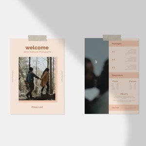 Photography Price List, Price List Template for Photographers, Pricing Guide, Price Sheet PDF, Pricing Sheet, Photoshop Template,