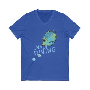Maui Diving Art Fisch Unisex Jersey Kurzarm V-Ausschnitt T-Shirt