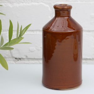 Large Antique Treackle Glaze bottle,  Vase, Victorian ink bottle, Home decor, Vintage salt glazed pot