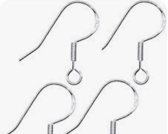 925 sterling silver Earring Hooks, Stirling Silver Plated Jewellery Findings, Either 30 or 50 pieces, Fish Hook Earring Findings