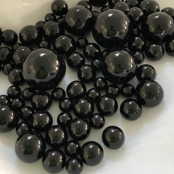 100 Black Pearls Use For Floating Vase Filler Pearls Centerpiece Decor, Use for make up brush holder