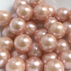 Floating Blush Pink/White Pearls, Centerpiece Decor 80pcs No Hole Pearls
