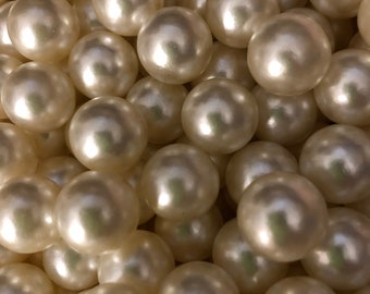 100 Ivory Pearls 14mm No Holes Use For Floating Vase Filler Pearls, Confetti, DIY Projects, Make Up Brush Pearls Fillers