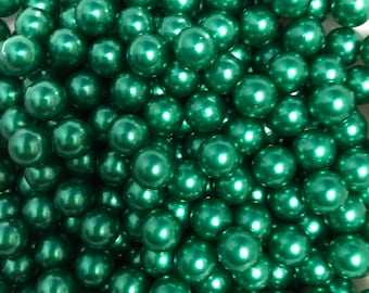 700pcs Emerald Green 10mm Pearls No Holes Use For Vase Fillers, Confetti, DIY Craft Jewelry Projects, Make Up Brush Pearls Fillers