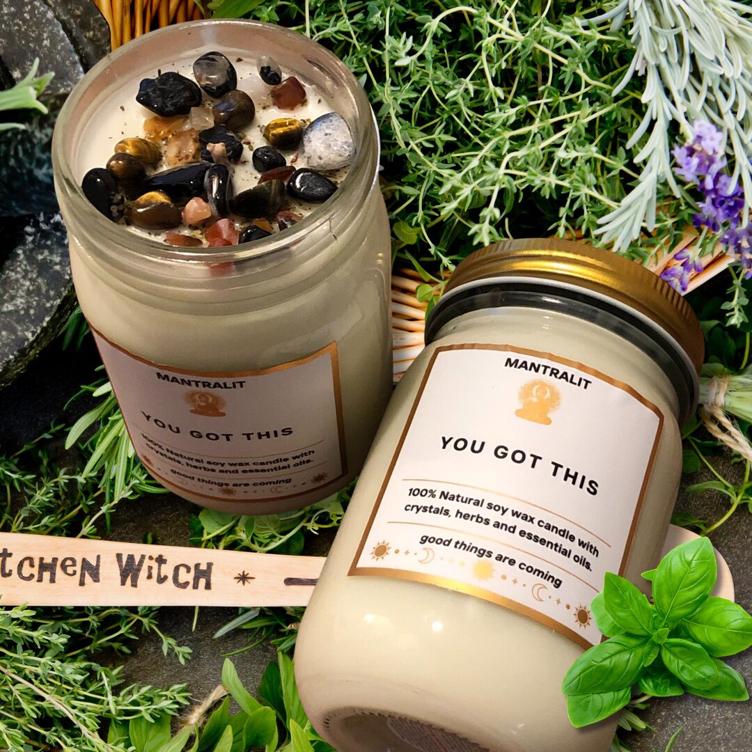 You Got This Mantra Candle Infused With Crystals and Herbs, Mason Jar ...