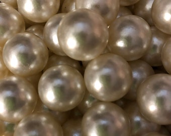 50 Ivory Pearls 18mm No Holes Use For Floating Vase Filler Pearls, Confetti, DIY Projects, Make Up Brush Pearls Fillers
