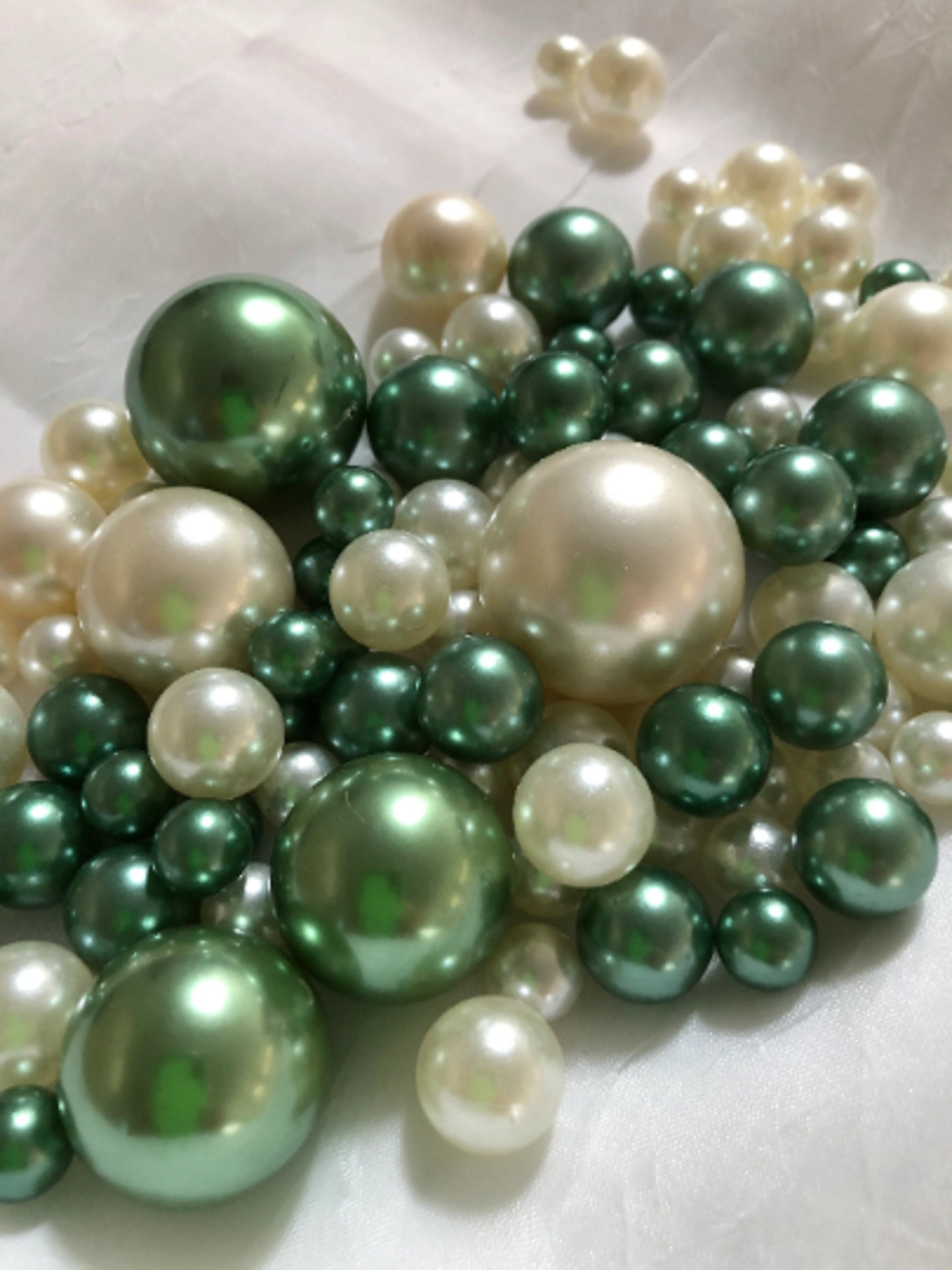 Pearl Beaded Garland Sage Green Floating beaded garland Pearls 5ft Long