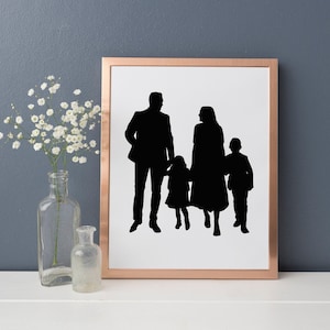 Custom Silhouette Portrait, Family Silhouette Wall Decor, Silhouette Print, Parents and Children Silhouette