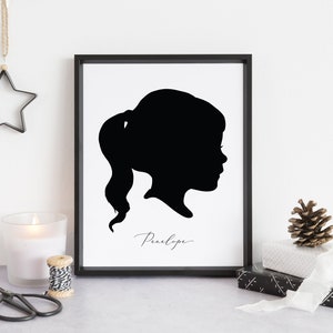 Custom Profile Silhouette Portrait, Digital File | Kid Portrait | Gifts for Mom Grandparent Gift | Custom Family Keepsake | Mothers Day Gift