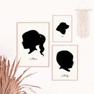 Custom Profile Silhouette Portrait, Digital File | Kid Portrait | Gifts for Mom Grandparent Gift | Custom Family Keepsake | Mothers Day Gift