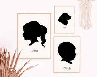 Custom Profile Silhouette Portrait, Digital File | Kid Portrait | Gifts for Mom Grandparent Gift | Custom Family Keepsake | Mothers Day Gift