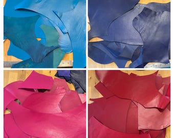 Vegetable Tanned Kangaroo Leather, Pink, Red, Blue and purple, Genuine Leather.