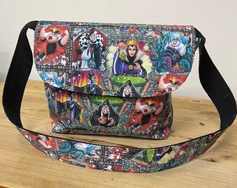 Disney Villains messenger bag, Evil Villains handbag, Disney inspired bag.