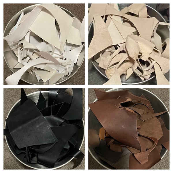 Kangaroo leather scrap, veg tanned leather pieces, 4 colours