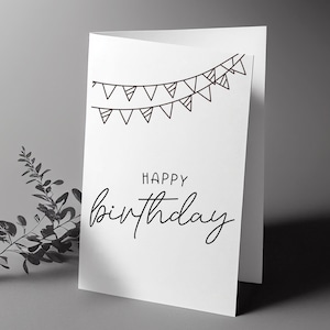 Printable Birthday Card | Minimalist Birthday Card | Black and White | Modern Birthday | Instant Download | Digital Download | Print at Home