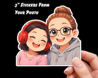 Custom Cartoon Face Sticker From Your Photo | Personalized Stickers From Your Picture | Bridal, Family, Couple or Pet