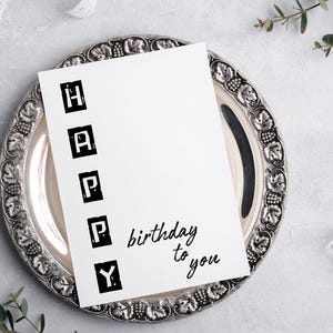 Printable Birthday Card | Minimalist Birthday Card | Black and White | Modern Birthday | Instant Download | Digital Download | Print at Home