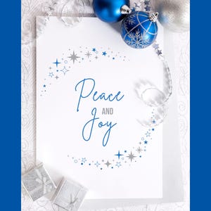 Tarjeta navideña imprimible / Descarga instantánea / Tarjeta de felicitación navideña / Navidad azul / Minimalista / Tarjeta tradicional / Navidad clásica