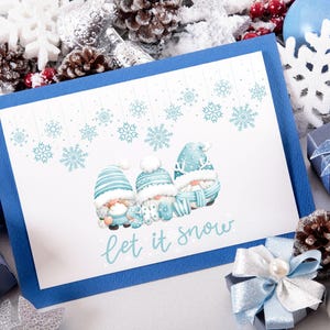 Printable Gnome Card | Christmas Gnomes | Holiday Gnomes | Festive Gnomes | Digital Download | Gnome Christmas Card | Cute Gnomes