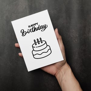 Printable Birthday Card | Minimalist Birthday Card | Black and White | Modern Birthday | Instant Download | Digital Download | Print at Home