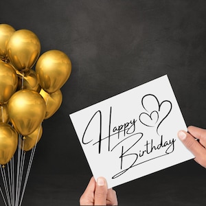 Printable Birthday Card | Minimalist Birthday Card | Black and White | Modern Birthday | Instant Download | Digital Download | Print at Home