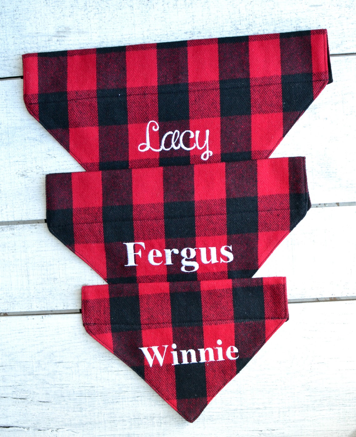 Personalized Plaid Dog Bandana Buffalo Plaid Bandanna Over Etsy