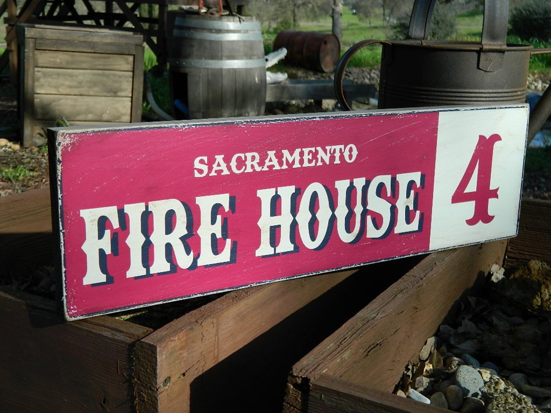 Distressed Primitive Country Wood Sign - Your Name Fire House Sign - Etsy