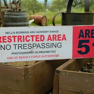 Distressed Primitive Country Wood Sign -  Area 51 Halloween sign  5.5&quot; x 20&quot;