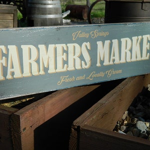 Distressed Primitive Country Wood Sign - Your Name Farmers Market 7.25 x 24 inches