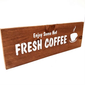 Alte Mode Primitive grobe Zeder stenciled Holz Zeichen - frischen Kaffee Zeichen 5 &quot;x 16&quot;
