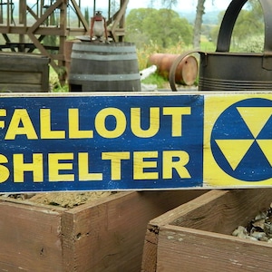Man Cave Distressed Primitive Country Wood Sign - Fallout Shelter Halloween sign  5.5&quot; x 20&quot;