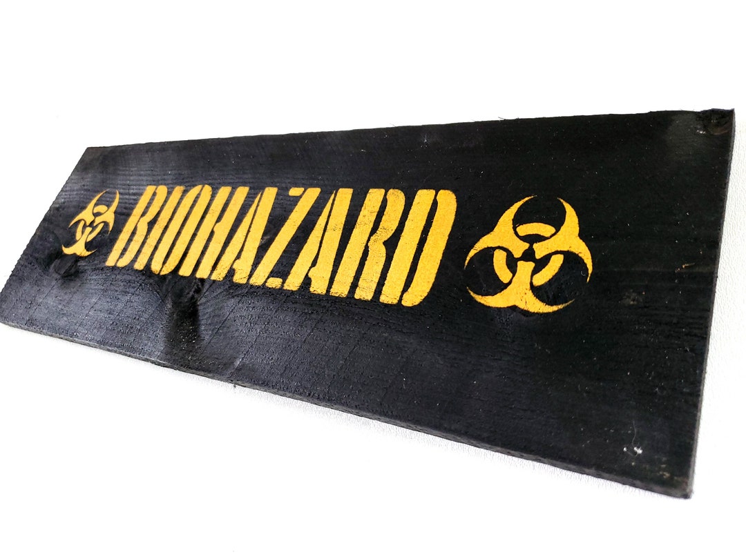 Biohazard Sign Rustic Old Fashion Primitive Rough Cedar Stenciled Wood Sign - Biohazard Sign ...